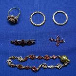 Various jewellery, including a Hermann Siersbol vermeil silver and garnet ring, flat-top garnet