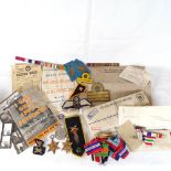 Various militaria and ephemera, including various ribbons, badges, and book - I Was Graf Spee's