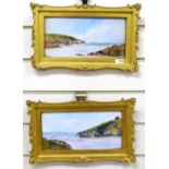 A pair of paintings on panels, Newquay, 12cm x 25cm, gilt-framed, both signed Ben Graham