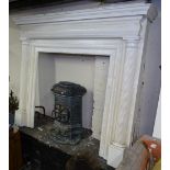 A Victorian painted pine Adams style fire surround, W164cm, H135cm