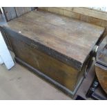 A large Victorian stained pine blanket chest, 101cm x 67cm