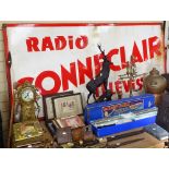 A large French Vintage Radio Sonneclair Television red and white enamel advertising sign, length