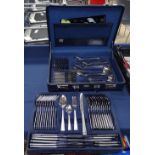 A Solingen chrome plated canteen of cutlery for 12 people, including servers, in fitted case