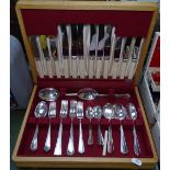 A canteen of EPNS cutlery for 6 people, with ivorine handles, oak-cased