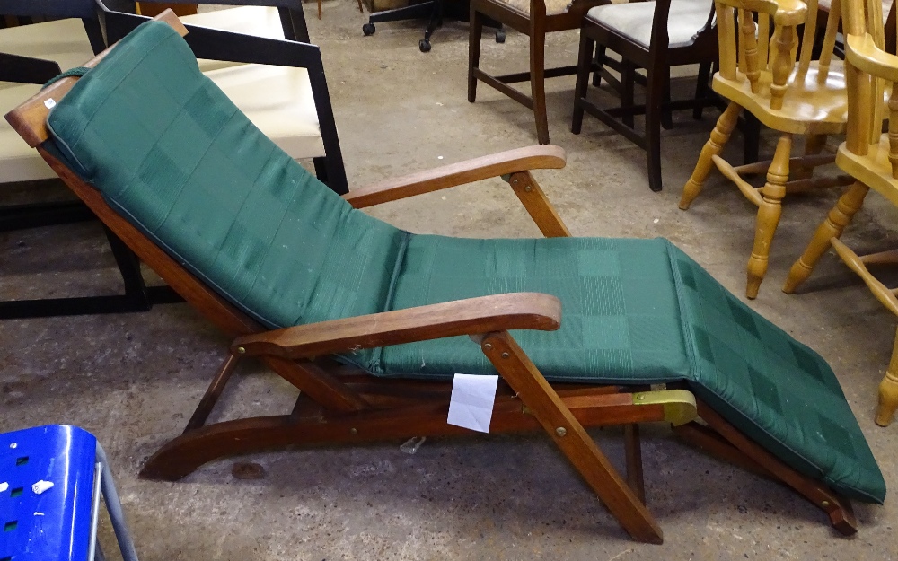 A hardwood folding steamer chair