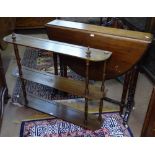 A Victorian mahogany Sutherland table, and a mahogany 3-tier hanging shelf