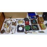 Various collectables, including Venner Limited Type A.19 stopwatch, compacts, penknives,