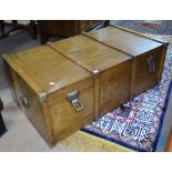 A brass-bound hardwood Chinese design blanket chest, W92cm, H34cm