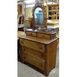 An Edwardian stained wood dressing chest, W97cm