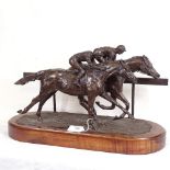 Mary Pinsent (Australian), limited edition cold-cast bronze horse racing sculpture, no. 28 of 500,