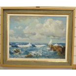 Oil painting, seascape, signed Harry Poulson, 44cm x 58cm