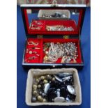 2 boxes of costume jewellery, including gold and silver-mounted earrings