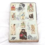 An interesting early 20th century handwritten album, containing oil and watercolour paintings, diary