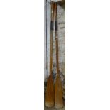 A pair of teak oars (ornamental use)