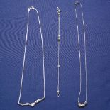 2 Danish silver design necklaces, and a silver bracelet