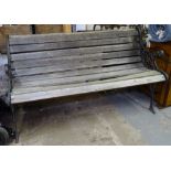 A hardwood slatted garden bench, W126cm