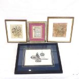 4 Middle Eastern Arabic text/calligraphy scriptures, all framed (4)