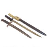 A First War Wilkinson 1907 pattern bayonet and scabbard, and an M1878 bayonet, Wilkinson blade