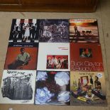 Various vinyl LPs and records, including Sex Pistols, Cocteau Twins, Stranglers, and Tubeway Army