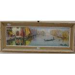 Guido Salvaiatti, oil painting, Grand Canal Venice, 15cm x 54cm