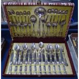 A King's pattern canteen of plated cutlery for 12 people, including servers, boxed