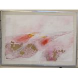 Martin Aynscomb-Harris, mixed media on board, abstract landscape, signed, 20" x 30", framed