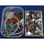 A collection of miscellaneous lady's and gent's wristwatches, and a box of mixed costume jewellery