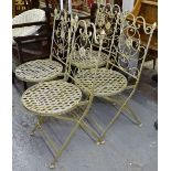 A set of 4 painted metal folding garden chairs