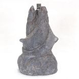 A lead entwined fish fountain spout, height 24cm