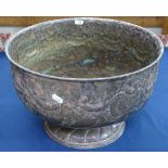 A large silver plated punch bowl, with embossed and chased decoration, by Viners of Sheffield,