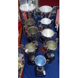 9 various chrome plate 2-handled trophies