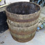 A pair of coopered half barrel planters, W62cm
