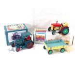 A Hanomag R40 clockwork tinplate tractor, and an S Valnikem clockwork tinplate tractor and