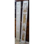 A pair of Antique painted and panelled pine 2-fold shutters, H195cm