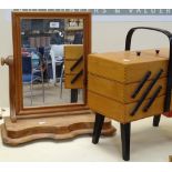 A pine swing toilet mirror, and a cantilever sewing box