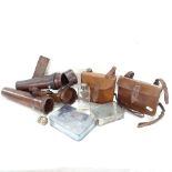 First War Period leather-cased silver plated supply holsters, including conical glass flask,