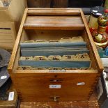 A Vintage Referee oak tambour-front letter file box, length 38cm