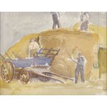Frank Griffith (1889 - 1979), watercolour, haymaking, bears Studio stamp, 8.75" x 11", framed Very