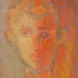 Mechthild Nawiasky (1905 - 1983), oil on board, head portrait, inscribed verso, 18" x 13.5",