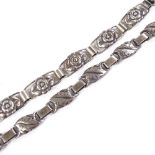 A Henry Roland Danish silver floral panel bracelet,A Henry Roland Danish silver floral panel