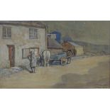 Cecil Ross Burnett (1872 - 1933), watercolour, Langham sketch, end of the day, signed, 8.5" x 14"