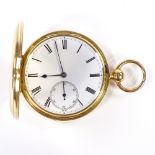 A 19th century 18ct gold full-hunter key-wind pocket watch, white enamel dial with Roman numeral