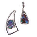 2 sterling silver black opal pendants, largest height 29.5mm, 5.7g total (2) Both in very good