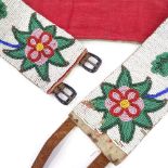 A Native American floral design beadwork belt, early to mid-20th century, band width 7.5cm