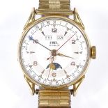 EBEL - a Vintage gold plated stainless steel triple calendar mechanical wristwatch, ref. 45622,