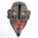 A Victorian painted brass wall-mounted devil mask design coat hook, height 14cm