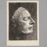 I F Sabin, etching, John Keats death mask, plate size 5" x 3.75", unframed Slight paper
