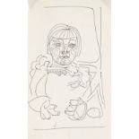 After Picasso, pen and ink line drawing, Claude, unsigned, sheet size 11" x 5", mounted Very good