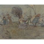 Dorothy Fitchew, watercolour, fairies, signed, 11.5" x 14.5", framed Slight paper discolouration and