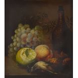19th century oil on wood panel, still life study, unsigned, 13" x 11", framed Very good condition